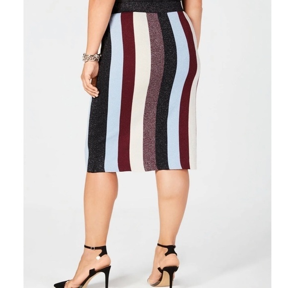 INC Multi Striped Pencil Skirt Lurex-Trim Glitter Plus Sz 3X - Picture 3 of 8